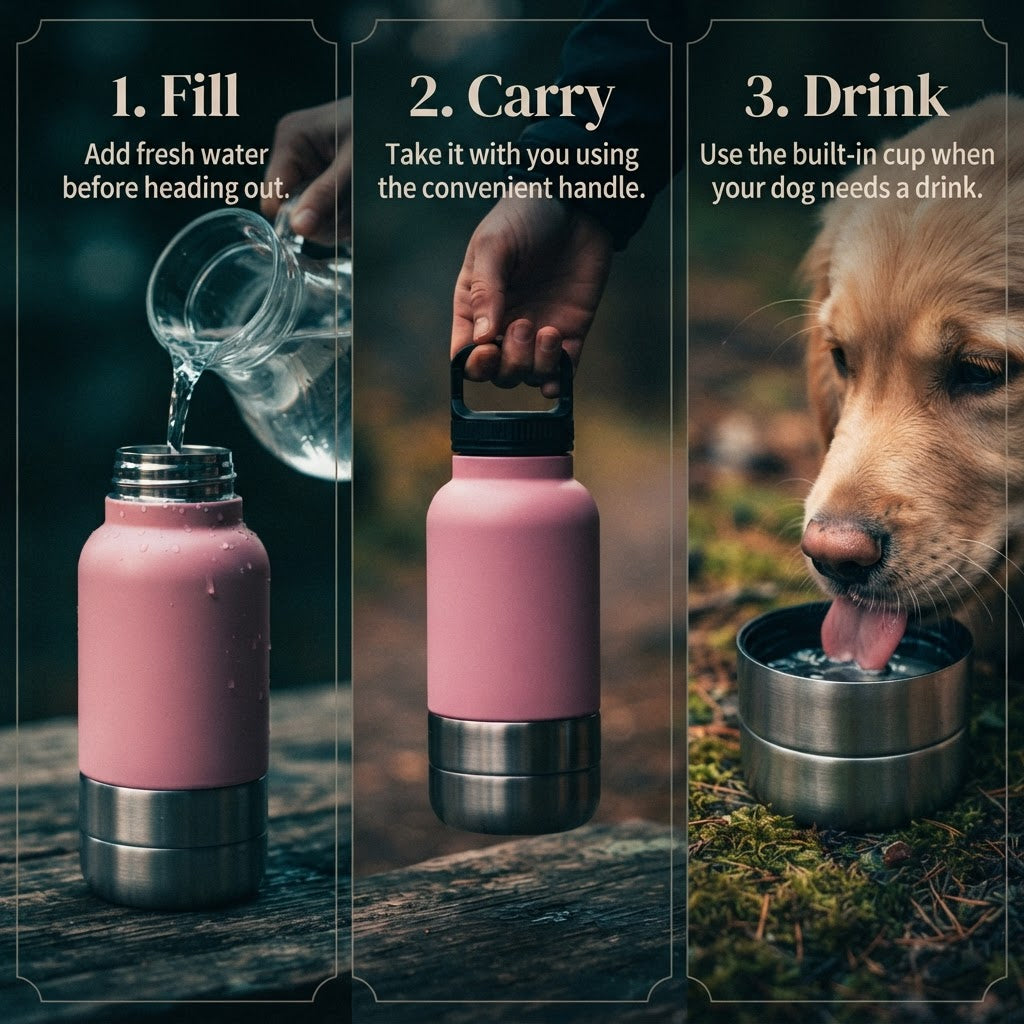 Bowl2Go | Insulated Dog Water Bottle + 2 Detachable Bowls