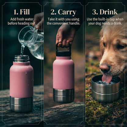 Bowl2Go | Insulated Dog Water Bottle + 2 Detachable Bowls